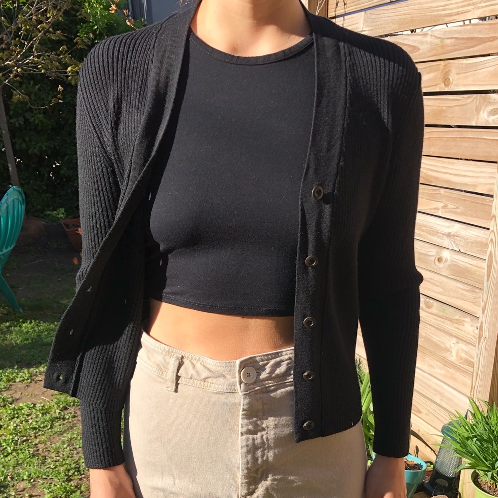 Prada Black Rib Knit Cardigan